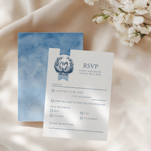 Cartão RSVP de Casamento Azul Swan Lake Dusty