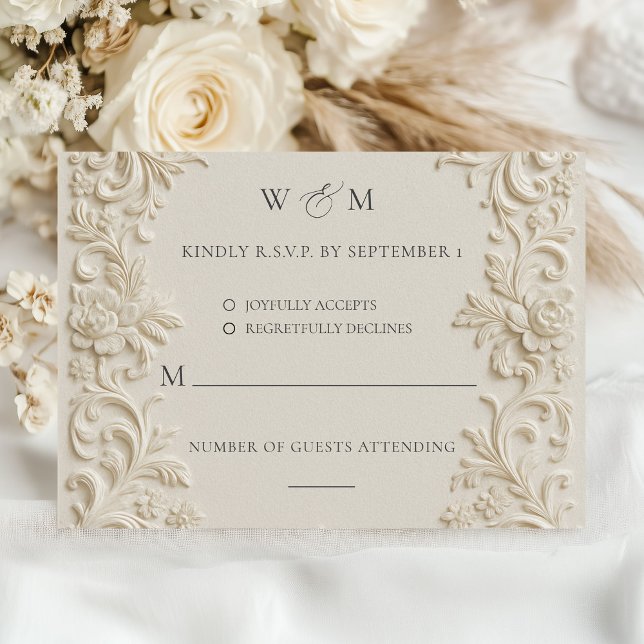 Cartão RSVP de Casamento Barroco Elegante (Elegant Baroque Wedding RSVP Card)