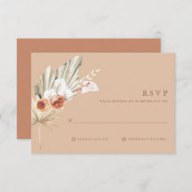 Cartão RSVP de Casamento Boho Floral Terracotta Mo