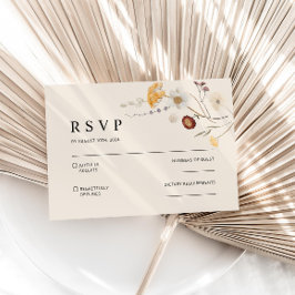 Cartão RSVP de Casamento Boho Wildflower