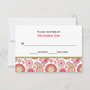 Cartão RSVP de Casamento bonito Paisley