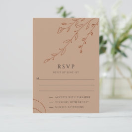 Cartão RSVP de Casamento Botânico Beige