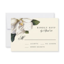 Cartão RSVP de Casamento Botânico da Magnolia Meri