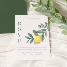Cartão RSVP de Casamento botânico Elegant Lemon