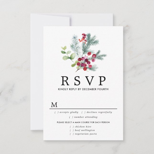 Cartão RSVP de Casamento Botânico Russo, Opções de (Frente)