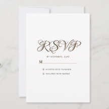 Cartão RSVP de Casamento Branco com Tipografia Mín