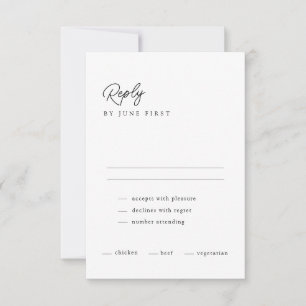Cartão RSVP de Casamento Branco Negro Clássico Cal