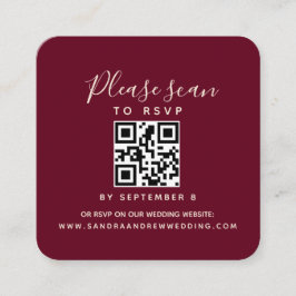 Cartão RSVP de Casamento Burgundy do Código QR