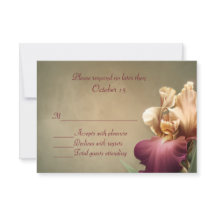 Cartão RSVP de Casamento Burgundy e Cream Iris
