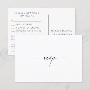 Cartão RSVP de Casamento CALLIGRAPHY TYPOGRAPHY