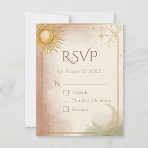 Cartão RSVP de Casamento Celestial Código QR Sage 