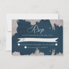 Cartão RSVP de Casamento Celestial de marinho Azul