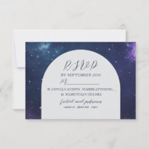 Cartão RSVP de Casamento Celestial Romântico