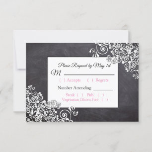 Cartão RSVP de Casamento Chalkboard