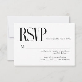 Cartão RSVP de Casamento Chic Minimalista