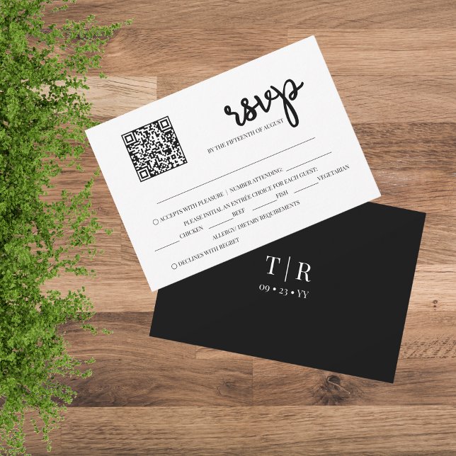 Cartão RSVP de Casamento Clássico de Código QR Pre (Criador carregado)
