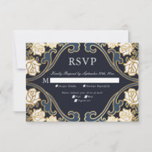 Cartão RSVP de Casamento Clássico Vitoriano Elegan