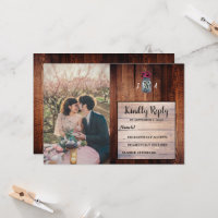 Cartão RSVP de casamento com lenha de jarro de ped