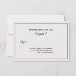 Cartão RSVP de Casamento com Textura Branca e Verm