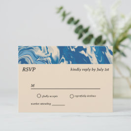 Cartão RSVP de Casamento Costeiro Moderno Marble A