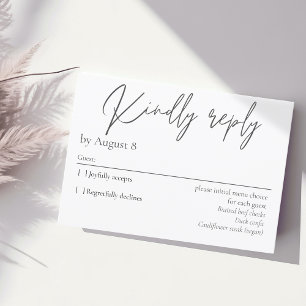 Cartão RSVP de casamento da cinza escura moderna E