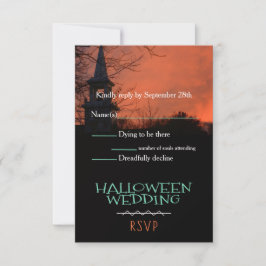 Cartão RSVP de Casamento da Igreja Spooky Hallowee