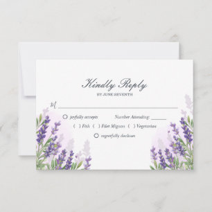 Cartão RSVP de casamento da lavanda Pastel Púrpura