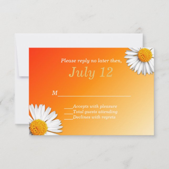 Cartão RSVP de Casamento da Summer Daisies (Frente)
