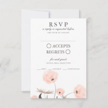 Cartão RSVP de Casamento Dandelion Peach Watercolo