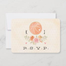 Cartão RSVP de Casamento de Amor e Basquete