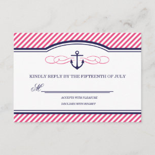 Cartão RSVP de Casamento de Âncora Náutica, marinh