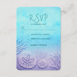cartão RSVP de casamento de areia azul