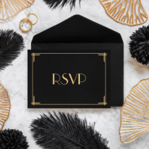 Cartão RSVP de Casamento de Arte Deco do Excelente