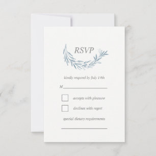 Cartão RSVP de Casamento de Azul Elegante