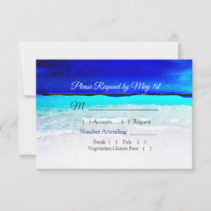 Cartão RSVP de Casamento de Beachy Blue-Water Ocea