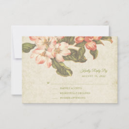 Cartão RSVP de Casamento de Blossom da Apple Vinta
