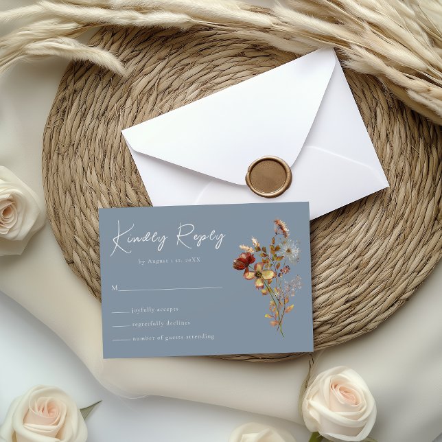 Cartão RSVP de Casamento de Boho de Flor Selvagem  (Criador carregado)