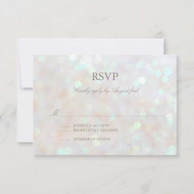 Cartão RSVP de Casamento de Bokeh Sutil Branco (Frente)