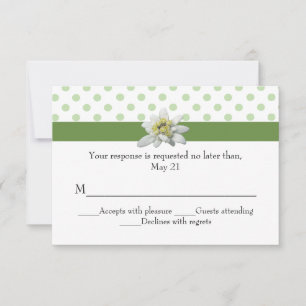 Cartão RSVP de Casamento de Bolinhas Verde e Edelw