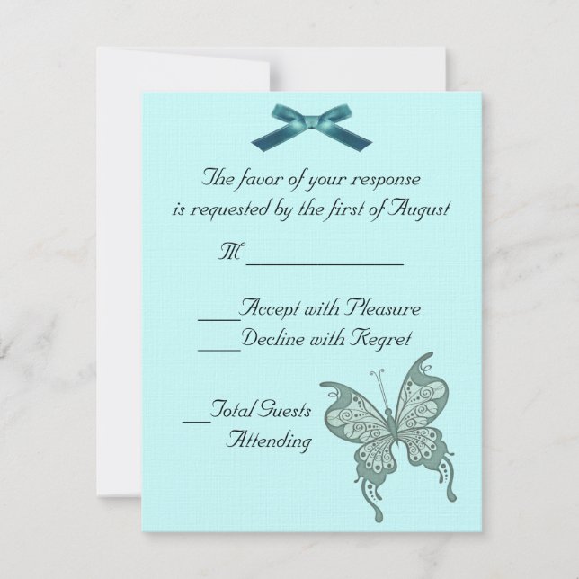 Cartão RSVP de Casamento de Borboleta (Frente)