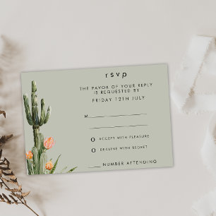 Cartão RSVP de Casamento de Cactus Floral Laranja