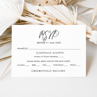 Cartão RSVP de Casamento de Caligrafia Chic Elegan