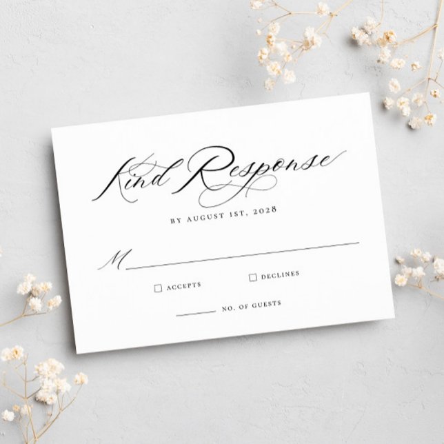 Cartão RSVP de Casamento de Caligrafia Chic Elegan (Criador carregado)