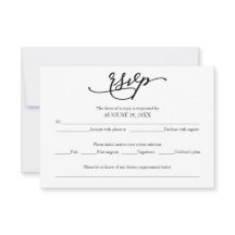 Cartão RSVP de Casamento de Caligrafia Elegante