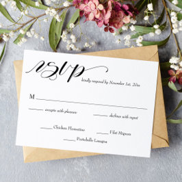 Cartão RSVP de Casamento de Caligrafia Elegante