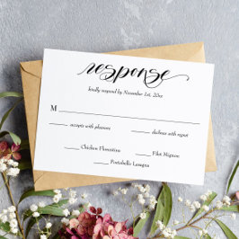 Cartão RSVP de Casamento de Caligrafia Elegante