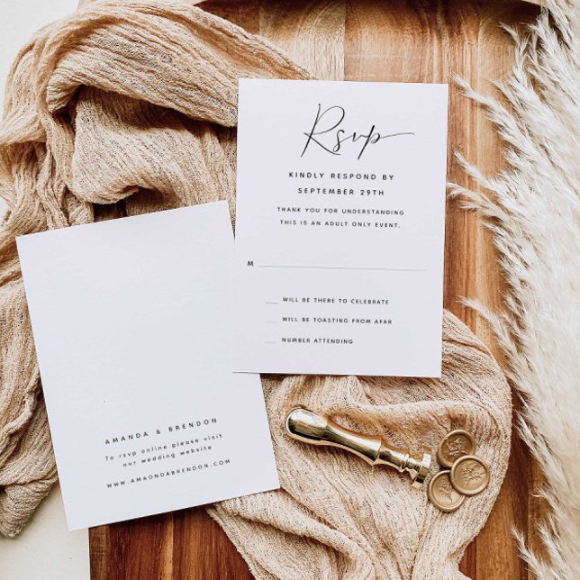Cartão RSVP de Casamento de Caligrafia Moderna par (Criador carregado)