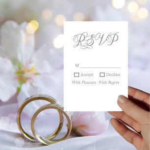 Cartão RSVP de Casamento de Caligrafia Verde da Sa