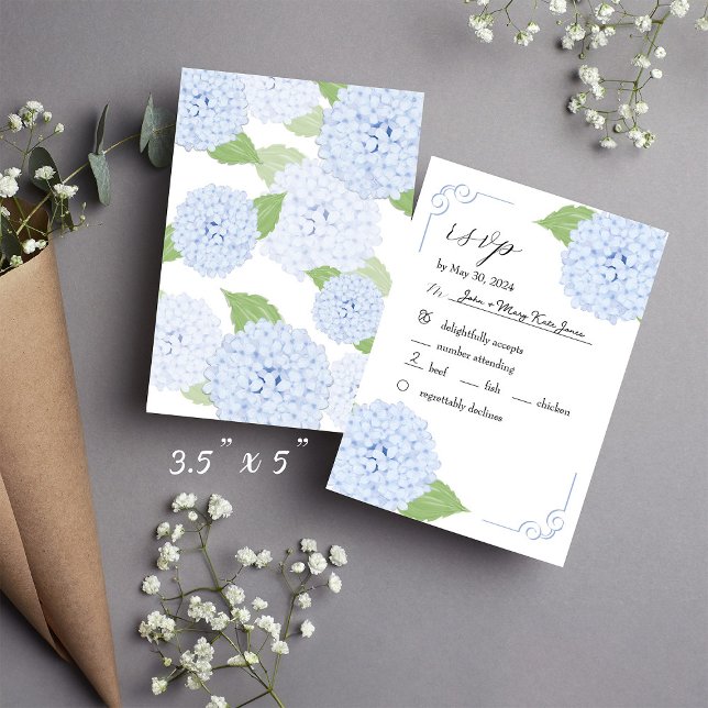 Cartão RSVP de Casamento de Casamento de Hydrangea (Criador carregado)