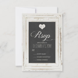 Cartão RSVP de Casamento de Chalk de Frame Russo B
